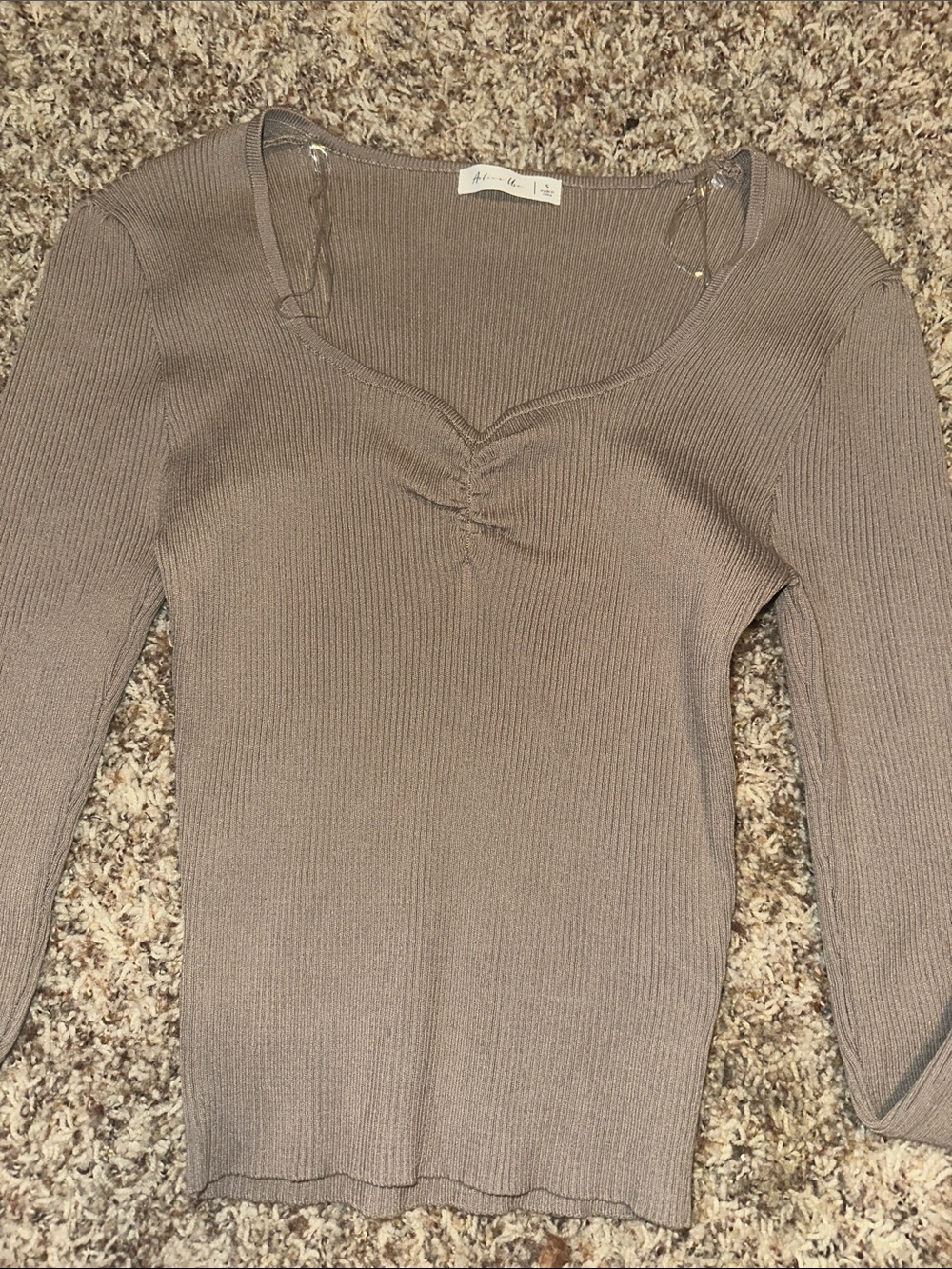 Active USA Taupe Ribbed Long Sleeve Top